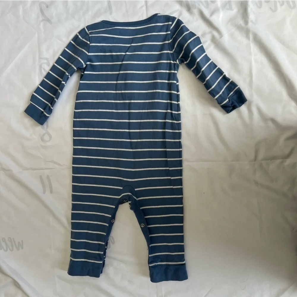 Baby Gap Blue and White Striped Kids Long Sleeve One Piece Size 12-18 Months
